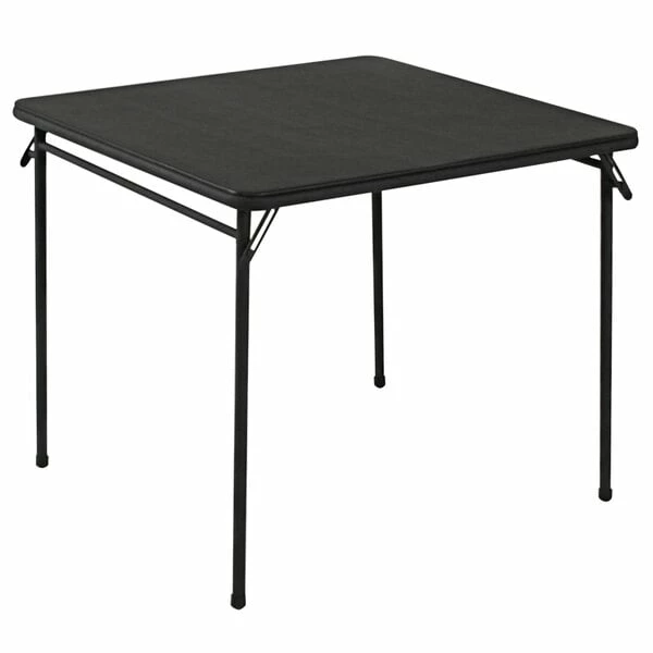 Bridgeport Essentials C696BP14BLK1E 34" Black Square Folding Table With Vinyl Top And Steel Powder Coated Frame 1 Bridgeport Essentials C696BP14BLK1E 34" Black Square Folding Table With Vinyl Top And Steel Powder Coated Frame