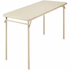 Bridgeport Essentials C341BP14ANT1E 20" X 48" Antique Linen Folding Table With Vinyl Top And Steel Powder Coated Frame