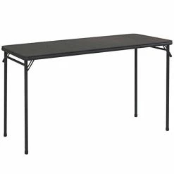 Bridgeport Essentials C341BP14BLK1E 20" X 48" Black Folding Table With Vinyl Top And Steel Powder Coated Frame