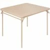 Bridgeport Essentials C696BP14ANT1E 34" Antique Linen Square Folding Table With Vinyl Top And Steel Powder Coated Frame