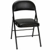 Bridgeport Essentials C993BP14BLK4E Black Vinyl Padded Folding Chair With Steel Powder Coated Frame - 4/Pack