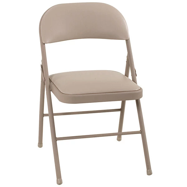 Bridgeport Essentials C993BP14ANT4E Antique Linen Vinyl Padded Folding Chair With Steel Powder Coated Frame - 4/Pack 1 Bridgeport Essentials C993BP14ANT4E Antique Linen Vinyl Padded Folding Chair With Steel Powder Coated Frame - 4/Pack