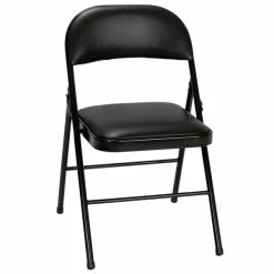 Bridgeport Essentials C993BP14BLK2E Black Vinyl Padded Folding Chair With Steel Powder Coated Frame - 2/Pack