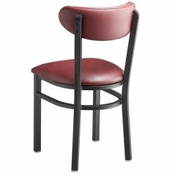 LT&S Boomerang Series Lancaster Table & Seating Boomerang Black Finish Chair With 2 1/2" Burgundy Vinyl Padded Seat And Back -Lancaster Table & Seating Shop 2092606