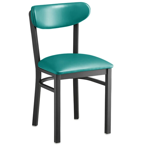 LT&S Boomerang Series Lancaster Table & Seating Boomerang Black Finish Chair With 2 1/2" Green Vinyl Padded Seat And Back 2 LT&S Boomerang Series Lancaster Table & Seating Boomerang Black Finish Chair With 2 1/2" Green Vinyl Padded Seat And Back - Image 2
