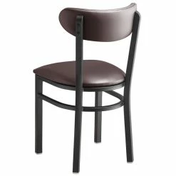 LT&S Boomerang Series Lancaster Table & Seating Boomerang Black Finish Chair With 2 1/2" Dark Brown Vinyl Padded Seat And Back -Lancaster Table & Seating Shop 2093176
