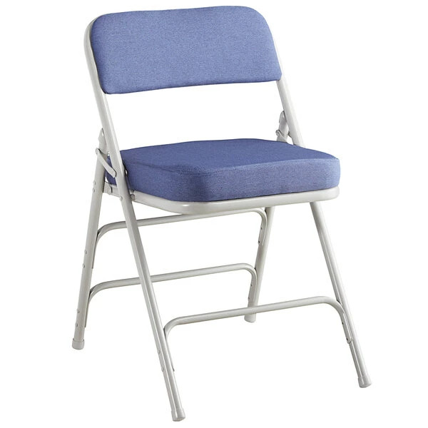 Lancaster Table & Seating Blue Fabric Folding Chair With 2" Padded Seat 2 Lancaster Table & Seating Blue Fabric Folding Chair With 2" Padded Seat - Image 2