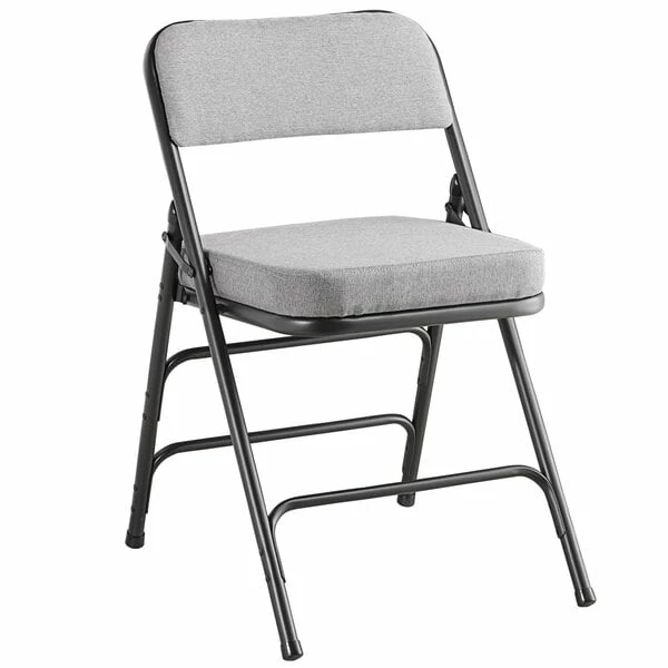 Lancaster Table & Seating Grey Fabric Folding Chair With 2" Padded Seat 2 Lancaster Table & Seating Grey Fabric Folding Chair With 2" Padded Seat - Image 2