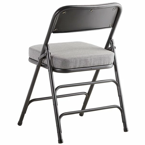 Lancaster Table & Seating Grey Fabric Folding Chair With 2" Padded Seat 4 Lancaster Table & Seating Grey Fabric Folding Chair With 2" Padded Seat - Image 4