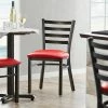 Lancaster Table & Seating Distressed Copper Finish Ladder Back Chair With 2 1/2" Red Vinyl Padded Seat