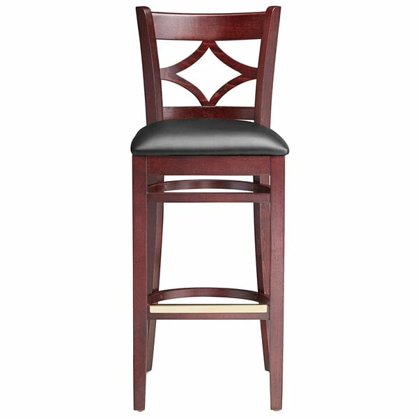 Lancaster Table & Seating Mahogany Diamond Back Bar Height Chair With 2 1/2" Padded Seat 5 Lancaster Table & Seating Mahogany Diamond Back Bar Height Chair With 2 1/2" Padded Seat - Image 5