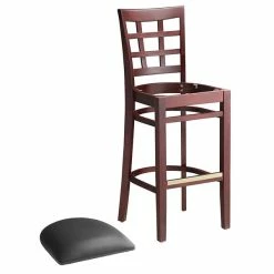 Lancaster Table & Seating Mahogany Window Back Bar Height Chair With Black Padded Seat -Lancaster Table & Seating Shop 2098153