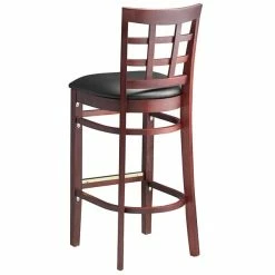 Lancaster Table & Seating Mahogany Window Back Bar Height Chair With Black Padded Seat -Lancaster Table & Seating Shop 2098155