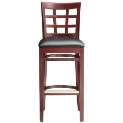 Lancaster Table & Seating Mahogany Window Back Bar Height Chair With Black Padded Seat -Lancaster Table & Seating Shop 2098156