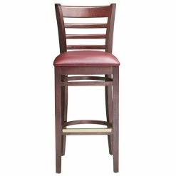 Lancaster Table & Seating Mahogany Ladder Back Bar Height Chair With Burgundy Padded Seat 9 Lancaster Table & Seating Mahogany Ladder Back Bar Height Chair With Burgundy Padded Seat -Lancaster Table & Seating Shop 2100319