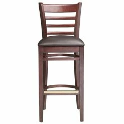Lancaster Table & Seating Mahogany Ladder Back Bar Height Chair With Dark Brown Padded Seat -Lancaster Table & Seating Shop 2100328