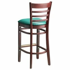 Lancaster Table & Seating Mahogany Ladder Back Bar Height Chair With Green Padded Seat -Lancaster Table & Seating Shop 2100336