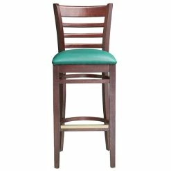 Lancaster Table & Seating Mahogany Ladder Back Bar Height Chair With Green Padded Seat -Lancaster Table & Seating Shop 2100337