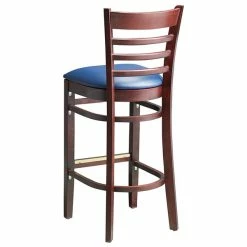 Lancaster Table & Seating Mahogany Ladder Back Bar Height Chair With Navy Padded Seat -Lancaster Table & Seating Shop 2100355