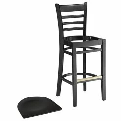 Lancaster Table & Seating Black Wood Frame Ladder Back Bar Height Chair With Black Wood Seat -Lancaster Table & Seating Shop 2105145