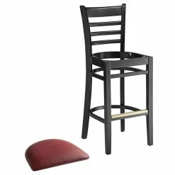 Lancaster Table & Seating Black Ladder Back Bar Height Chair With Burgundy Padded Seat -Lancaster Table & Seating Shop 2105155