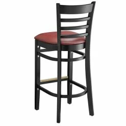 Lancaster Table & Seating Black Ladder Back Bar Height Chair With Burgundy Padded Seat -Lancaster Table & Seating Shop 2105157
