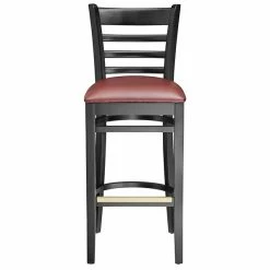 Lancaster Table & Seating Black Ladder Back Bar Height Chair With Burgundy Padded Seat -Lancaster Table & Seating Shop 2105158