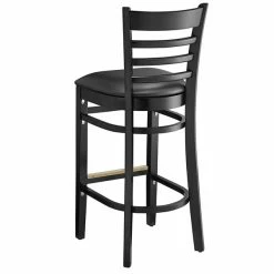 Lancaster Table & Seating Black Ladder Back Bar Height Chair With Black Padded Seat -Lancaster Table & Seating Shop 2105167