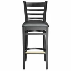 Lancaster Table & Seating Black Ladder Back Bar Height Chair With Black Padded Seat -Lancaster Table & Seating Shop 2105168
