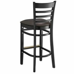 Lancaster Table & Seating Black Ladder Back Bar Height Chair With Dark Brown Padded Seat -Lancaster Table & Seating Shop 2105177