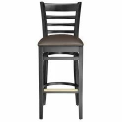 Lancaster Table & Seating Black Ladder Back Bar Height Chair With Dark Brown Padded Seat -Lancaster Table & Seating Shop 2105178