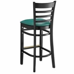 Lancaster Table & Seating Black Ladder Back Bar Height Chair With Green Padded Seat -Lancaster Table & Seating Shop 2105190