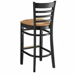Lancaster Table & Seating Black Ladder Back Bar Height Chair With Light Brown Padded Seat -Lancaster Table & Seating Shop 2105200