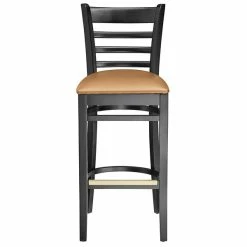 Lancaster Table & Seating Black Ladder Back Bar Height Chair With Light Brown Padded Seat -Lancaster Table & Seating Shop 2105201