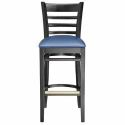 Lancaster Table & Seating Black Ladder Back Bar Height Chair With Navy Padded Seat -Lancaster Table & Seating Shop 2105211