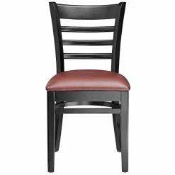 Lancaster Table & Seating Black Finish Wooden Ladder Back Chair With 2 1/2" Burgundy Padded Seat 9 Lancaster Table & Seating Black Finish Wooden Ladder Back Chair With 2 1/2" Burgundy Padded Seat -Lancaster Table & Seating Shop 2105245