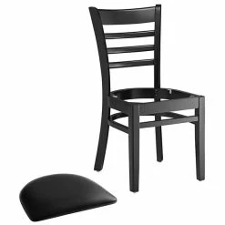 Lancaster Table & Seating Black Finish Wooden Ladder Back Chair With 2 1/2" Black Padded Seat 8 Lancaster Table & Seating Black Finish Wooden Ladder Back Chair With 2 1/2" Black Padded Seat -Lancaster Table & Seating Shop 2105252