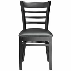 Lancaster Table & Seating Black Finish Wooden Ladder Back Chair With 2 1/2" Black Padded Seat 9 Lancaster Table & Seating Black Finish Wooden Ladder Back Chair With 2 1/2" Black Padded Seat -Lancaster Table & Seating Shop 2105255