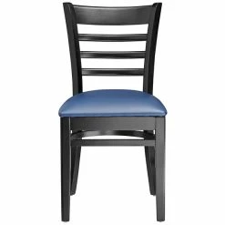 Lancaster Table & Seating Black Finish Wooden Ladder Back Chair With 2 1/2" Navy Padded Seat -Lancaster Table & Seating Shop 2105302