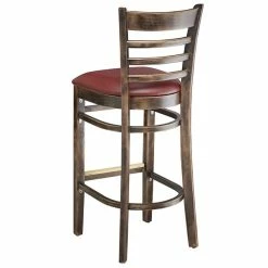 Lancaster Table & Seating Vintage Ladder Back Bar Height Chair With Burgundy Padded Seat 7 Lancaster Table & Seating Vintage Ladder Back Bar Height Chair With Burgundy Padded Seat -Lancaster Table & Seating Shop 2106929