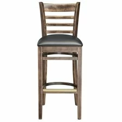 Lancaster Table & Seating Vintage Ladder Back Bar Height Chair With Black Padded Seat -Lancaster Table & Seating Shop 2106940