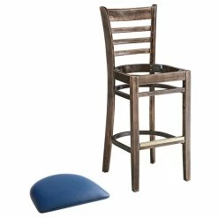 Lancaster Table & Seating Antique Copper Ladder Back Bar Height Chair With Navy Padded Seat -Lancaster Table & Seating Shop 2106980