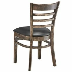 Lancaster Table & Seating Vintage Finish Wooden Ladder Back Chair With 2 1/2" Black Padded Seat 7 Lancaster Table & Seating Vintage Finish Wooden Ladder Back Chair With 2 1/2" Black Padded Seat -Lancaster Table & Seating Shop 2107028