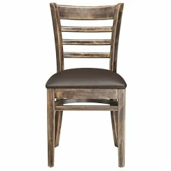 Lancaster Table & Seating Vintage Finish Wooden Ladder Back Chair With 2 1/2" Dark Brown Padded Seat -Lancaster Table & Seating Shop 2107039