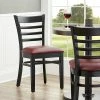 Lancaster Table & Seating Black Finish Wooden Ladder Back Chair With 2 1/2" Burgundy Padded Seat