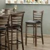 Lancaster Table & Seating Vintage Ladder Back Bar Height Chair With Black Padded Seat