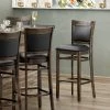 Lancaster Table & Seating Sofia Vintage Finish Upholstered Back Bar Height Chair With Black Padded Seat