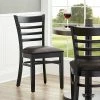 Lancaster Table & Seating Black Finish Wooden Ladder Back Chair With 2 1/2" Dark Brown Padded Seat