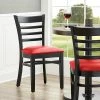 Lancaster Table & Seating Black Finish Wooden Ladder Back Chair With 2 1/2" Red Padded Seat