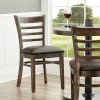 Lancaster Table & Seating Vintage Finish Wooden Ladder Back Chair With 2 1/2" Dark Brown Padded Seat